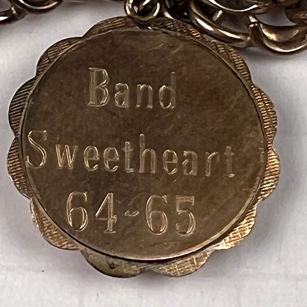 Vtg Kaco Signed 20g,12K Gold GF Bracelet Band Sweetheart Treble Clef 2 Pearls - Picture 3 of 9